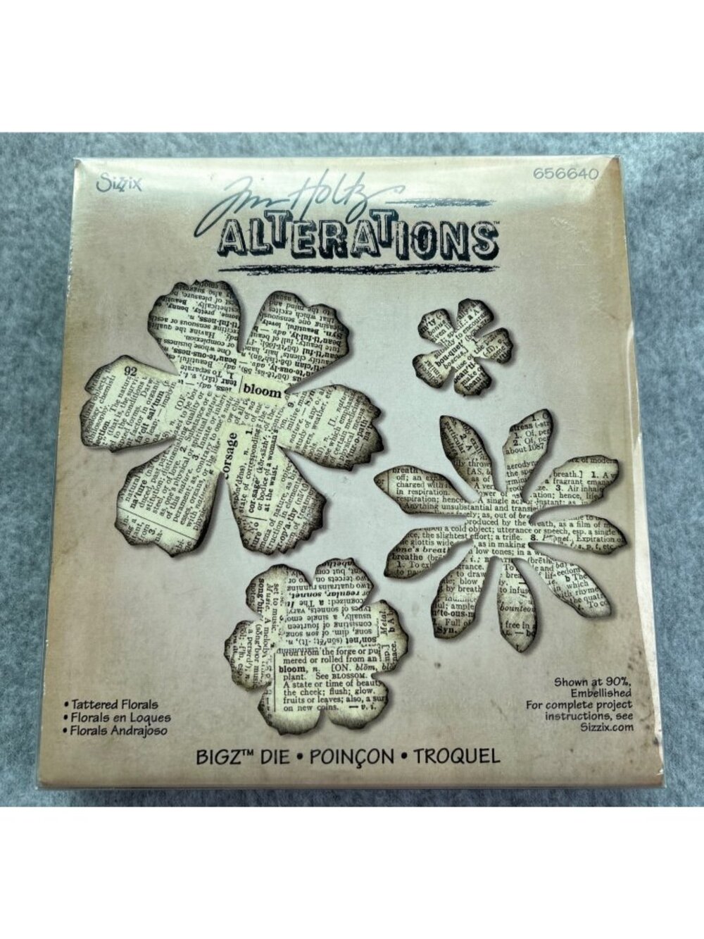 Sizzix Tim Holtz Alterations Bigz Die Tattered Florals 656640 Paper Cutting Scra
